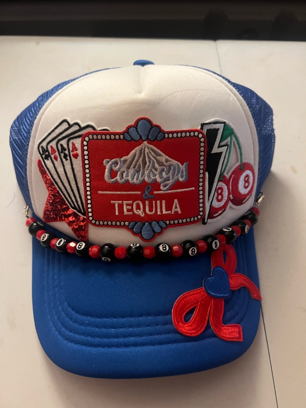 Blue and White Kids Trucker Hat
